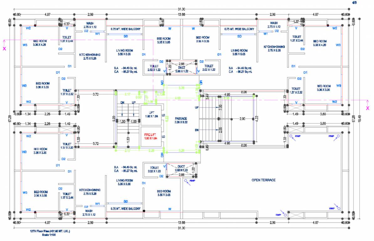  spatious Block A Cluster Plan for 12th Floor
