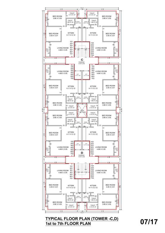 sahaj florencia Block C And D Cluster Plan from 1st to 7th Floor