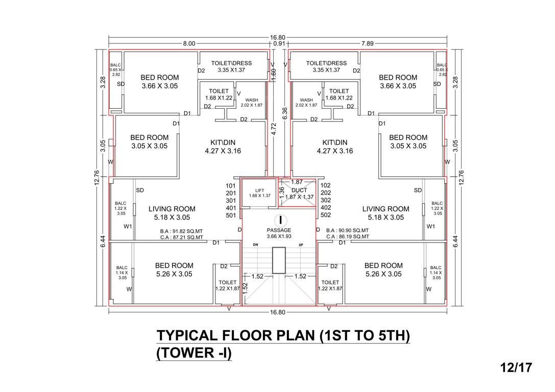 sahaj florencia Block I Cluster Plan from 1st to 5th Floor