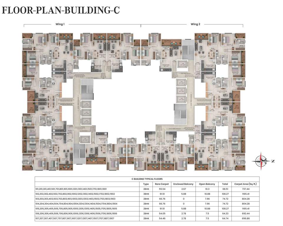  casa grande building c wing c1 Casa Grande Building C Wing C1 Cluster Plan