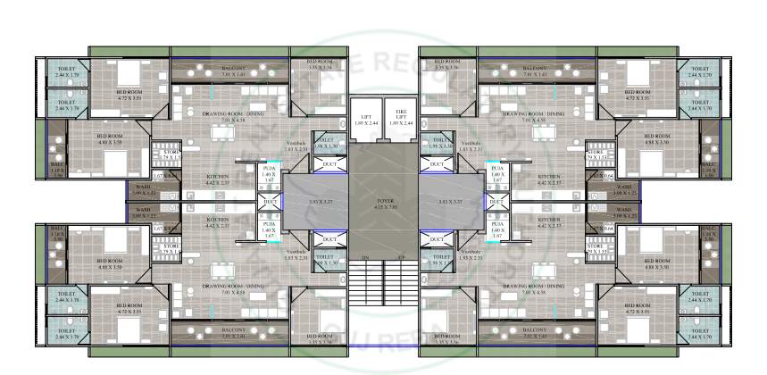  apple green homes Block A Typical Cluster Plan