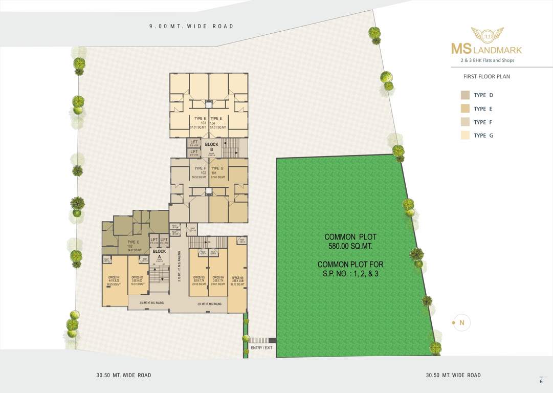  ms landmark Block A And Block B Cluster Plan for 1st Floor
