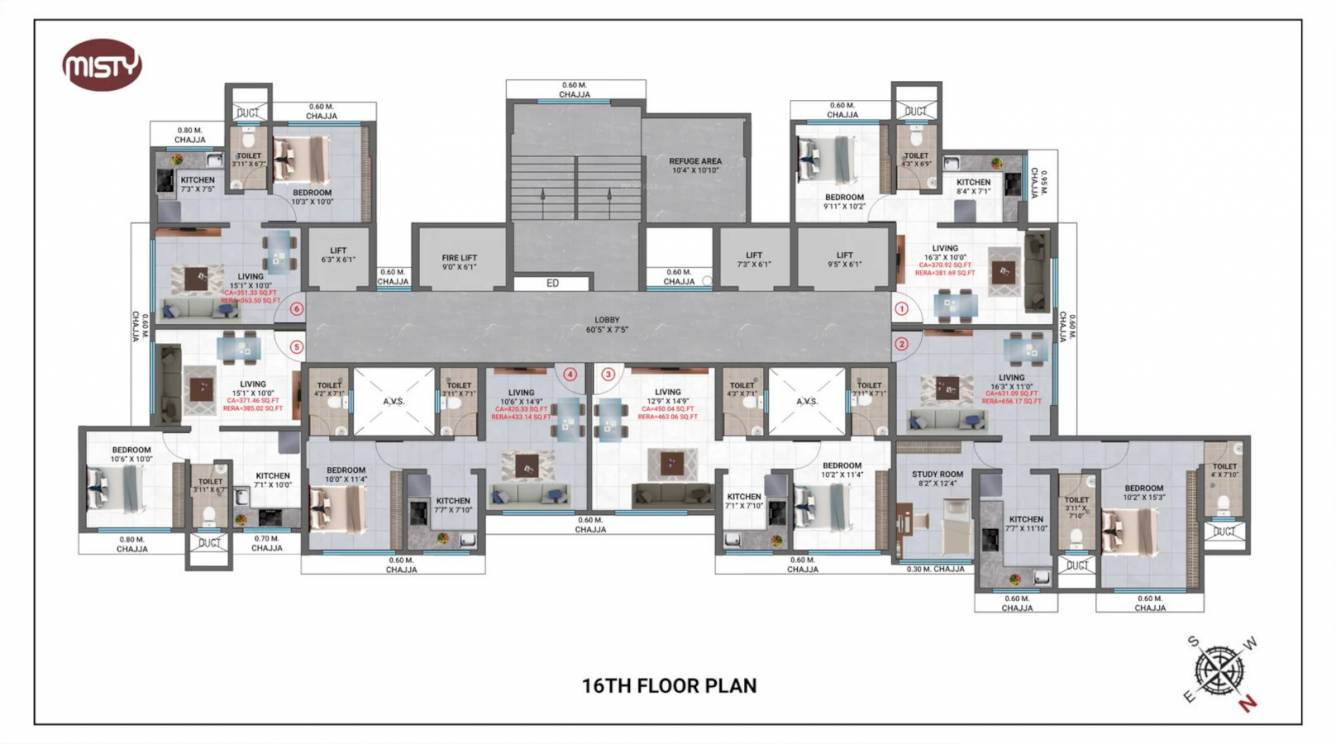  heights Heights Cluster Plan for 16th Floor