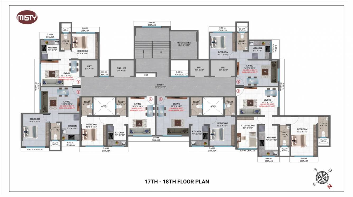 heights Heights Cluster Plan from 17th to 18th Floor