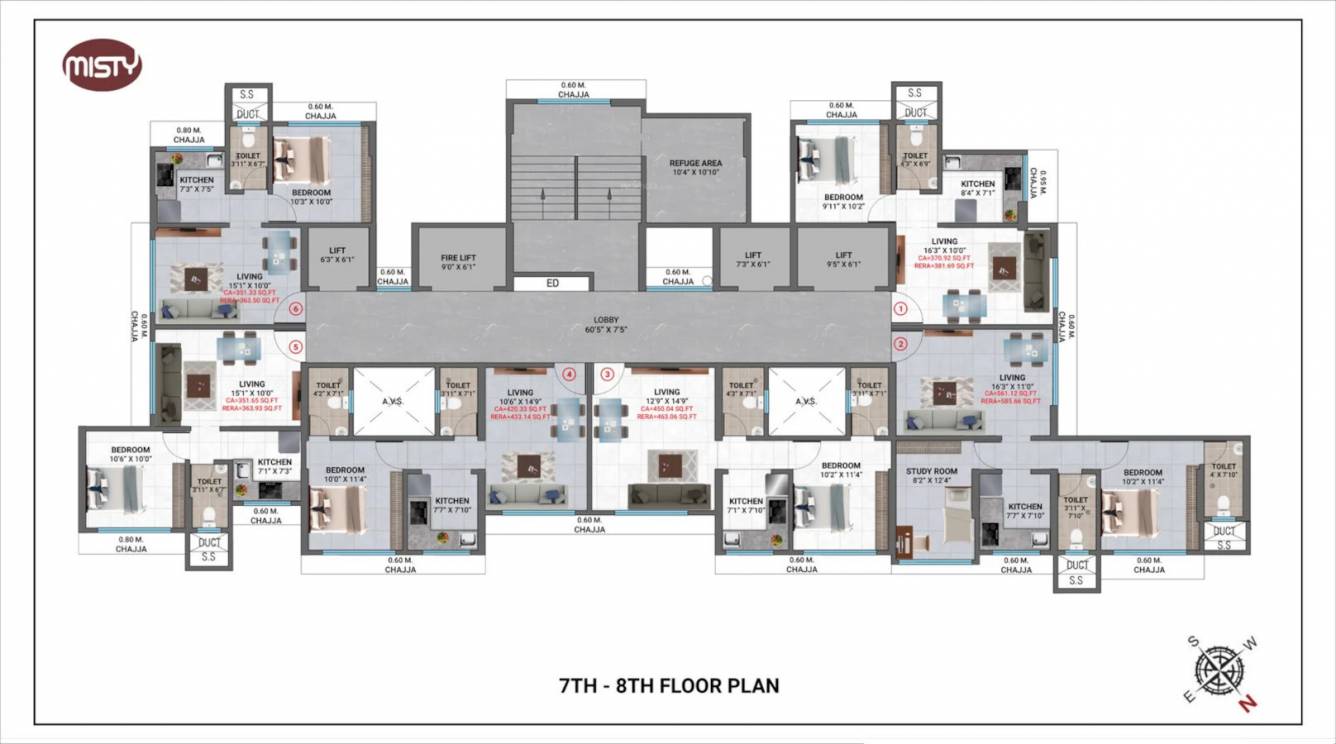  heights Heights Cluster Plan from 7th to 8th Floor
