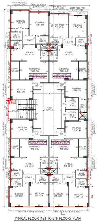  kushal apartment A Cluster Plan From 1st To 5th Floor