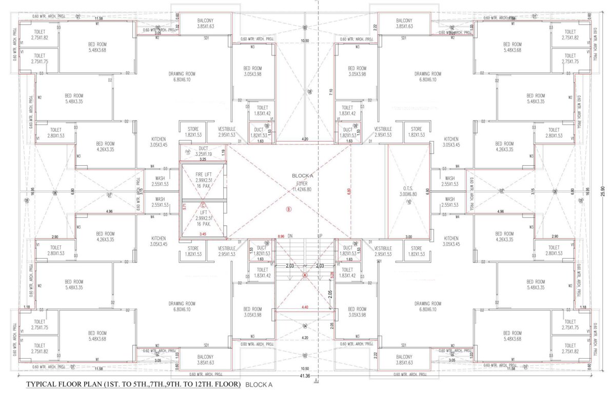  the one A Cluster Plan From 1st To 12th Floor Except 6th & 8th Floor