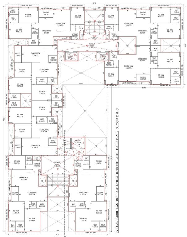  the one B & C Cluster Plan From 1st To 12th Floor Except 6th & 8th Floor
