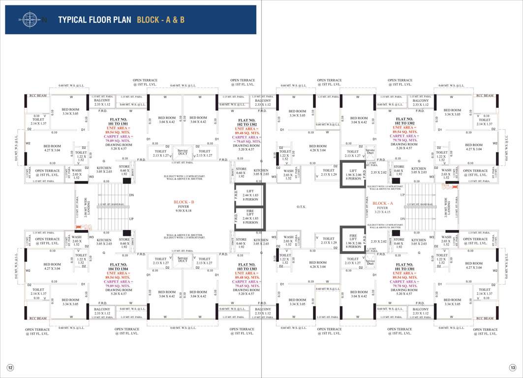  sky Block A And B Cluster Plan for Typical Floor