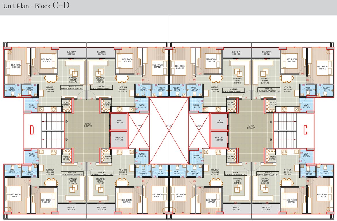  fortune 99 C & D Typical Cluster Plan