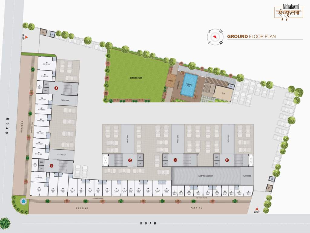  mahalaxmi sanskrutam Block A, Block B, Block C, Block D, Block E  Cluster Plan for ground Floor
