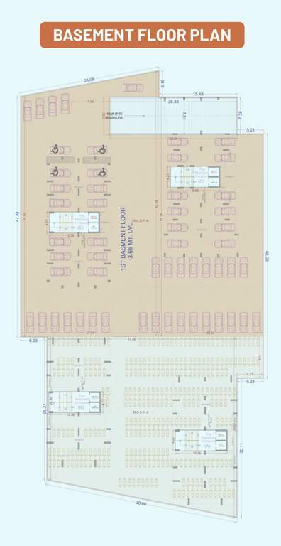 shivant antara Block A,B,C & D Basement Floor Cluster Plan