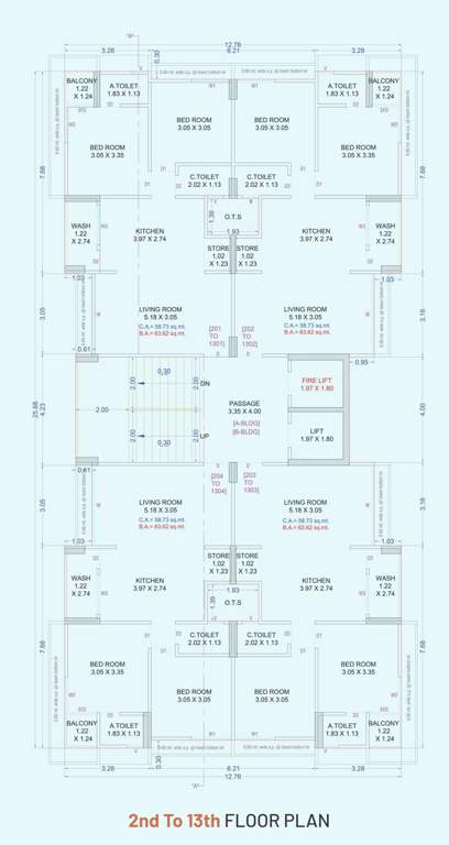shivant antara Block A & B Cluster Plan from 2nd to 12th Floor