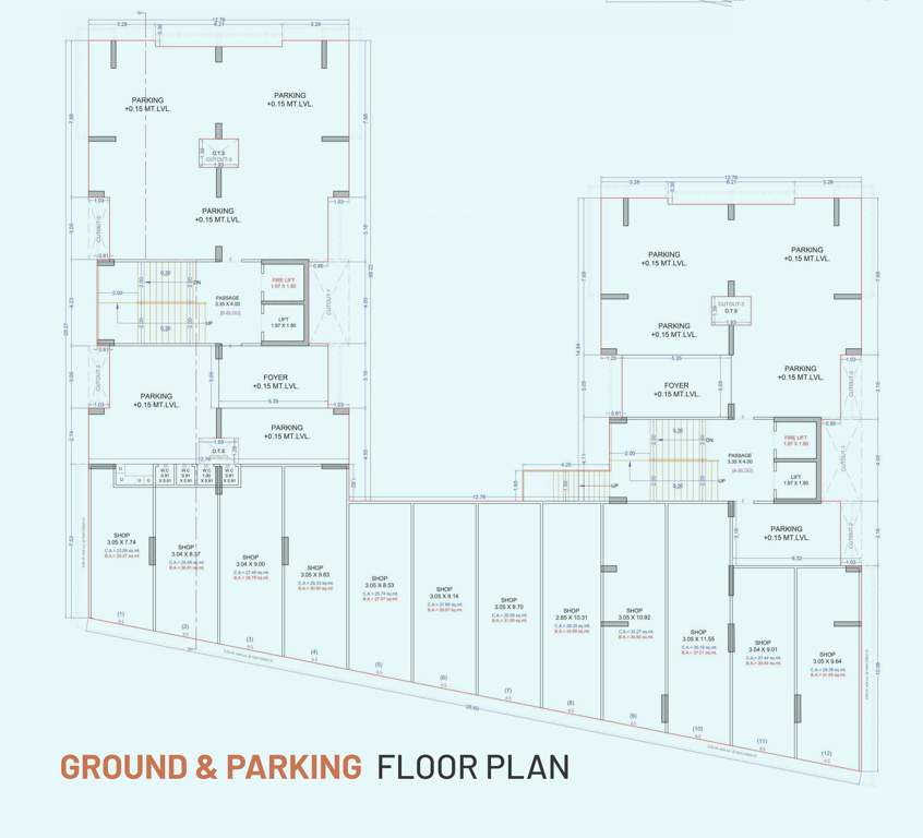 shivant antara Block A & B Ground Floor Cluster Plan