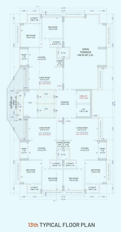 shivant antara Block C Cluster Plan for 13th Floor