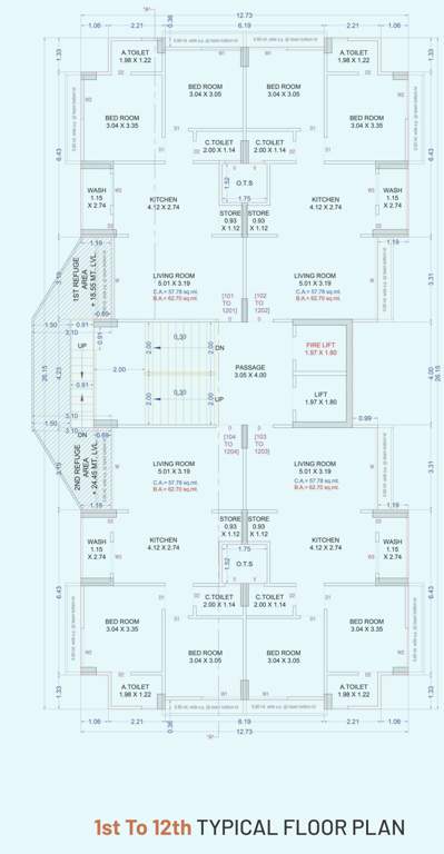 shivant antara Block C Cluster Plan from 1st to 12th Floor