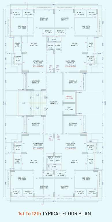 shivant antara Block D Cluster Plan from 1st to 12th Floor