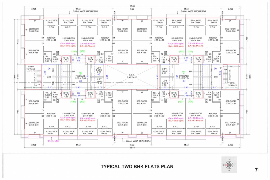 sampriti homes Block A,B & C Typical 2 Floor Cluster Plan