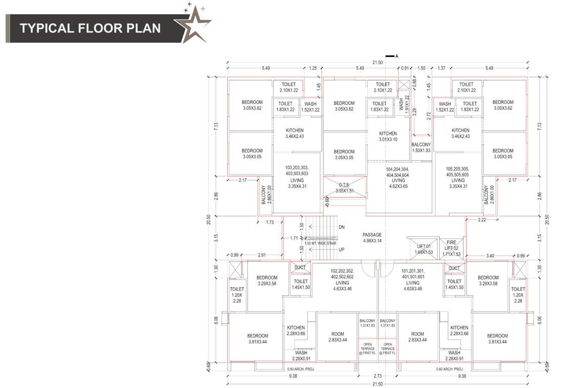  taj residency Taj Residency Cluster Plan from 1st to 6th Floor