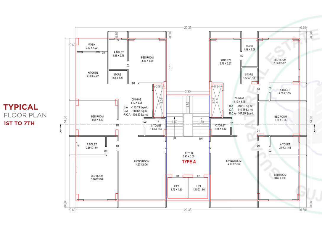  city life Block A Cluster Plan from 1st to 7th Floor