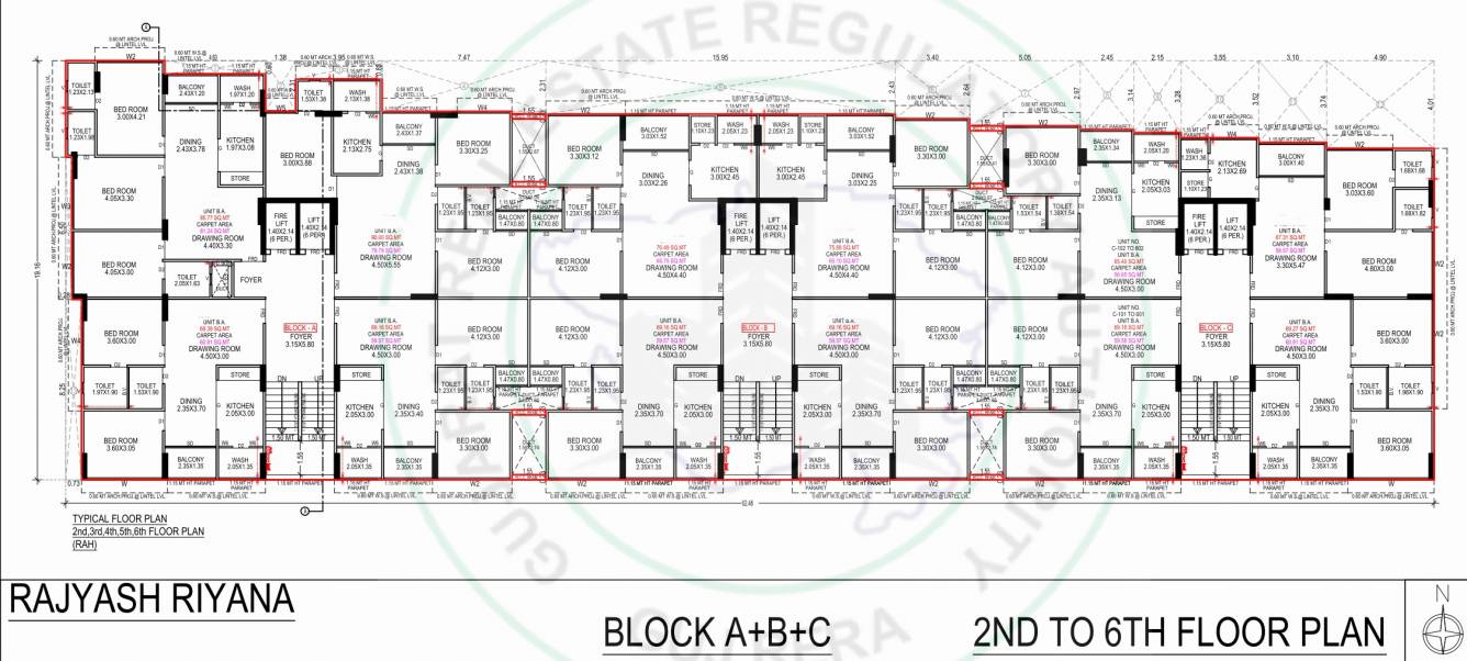  riyana A, B, C Cluster Plan From 2nd To 6th Floor