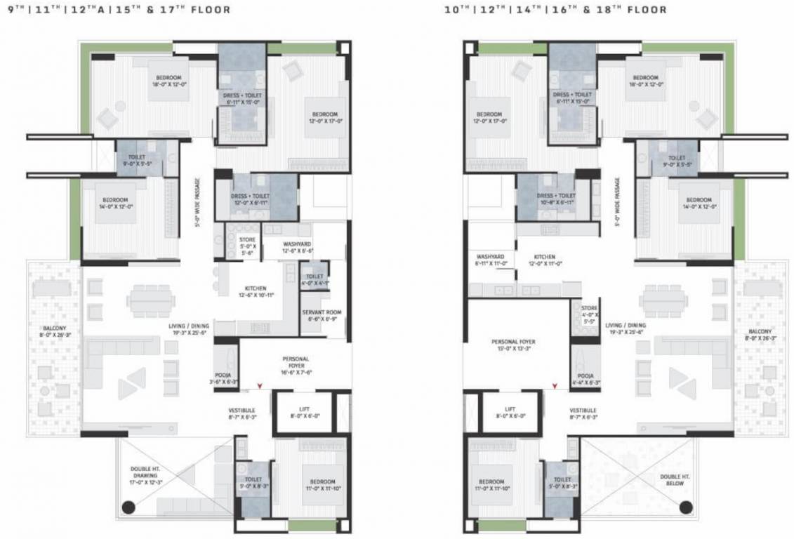  stark torre A To D Cluster Plan From 9th To 18th Floor