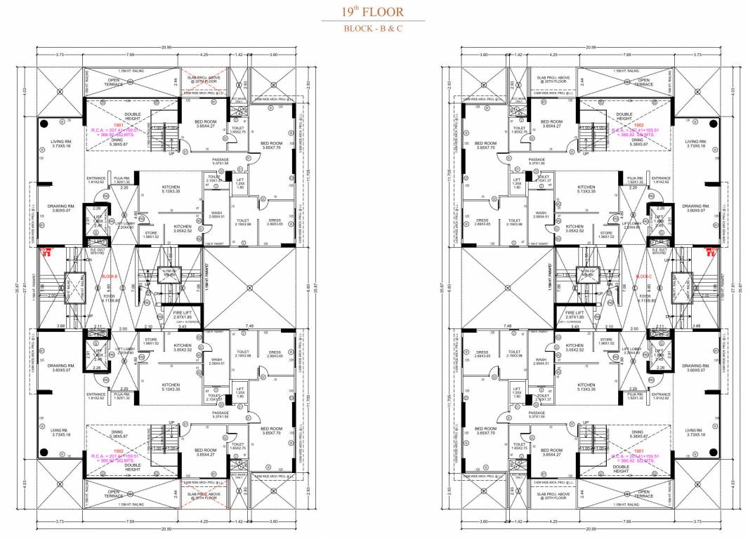  stark torre B & C Cluster Plan For 19th Floor