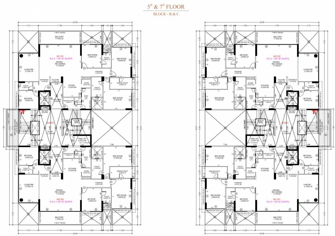  stark torre B & C Cluster Plan For 5th & 7th Floor