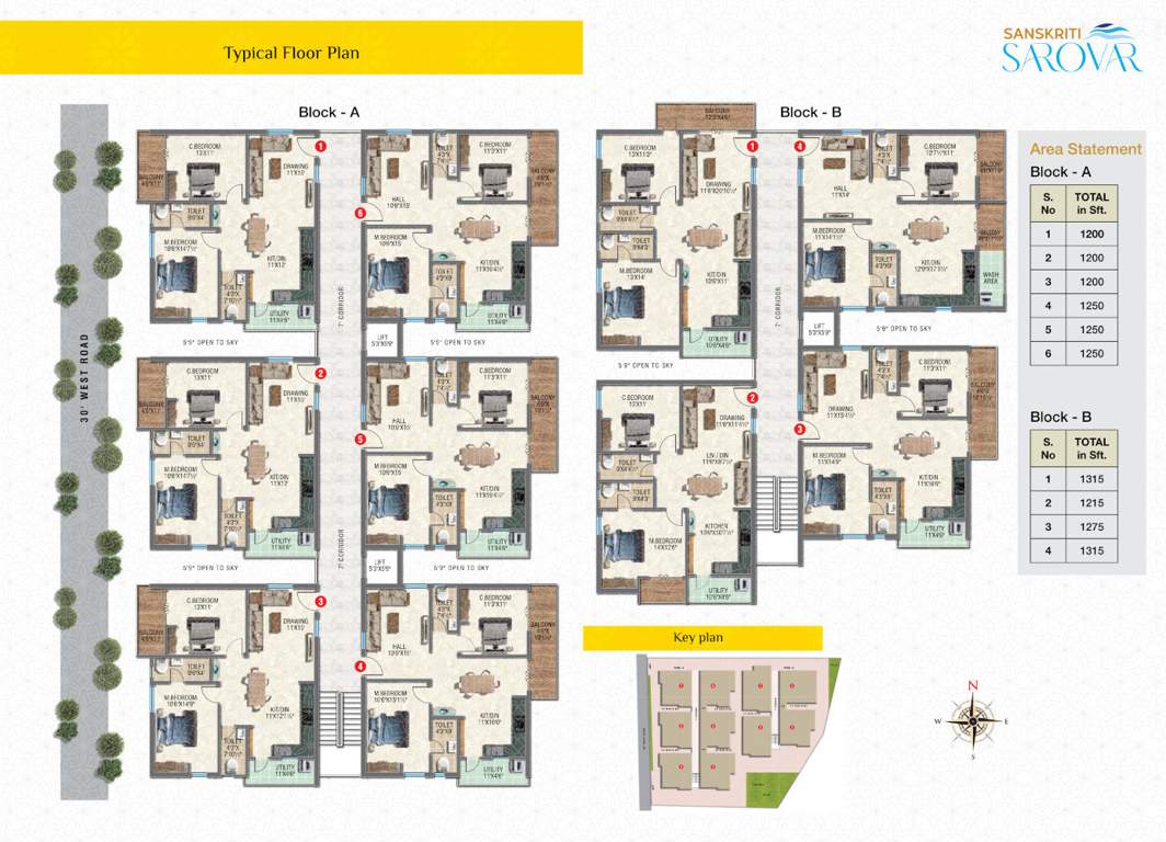  sarovar Sanskriti Sarovar Cluster Plan from 1st to 5th Floor