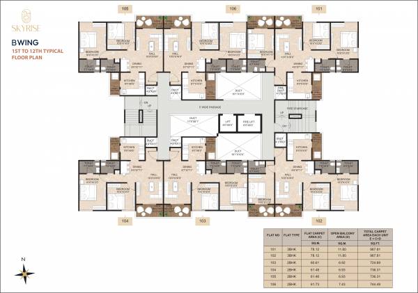  skyrise Skyrise Cluster Plan for Typical Floor