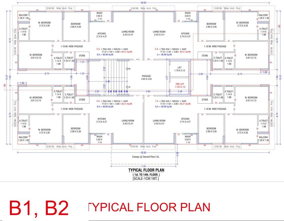  nilkanth luxuria B1 + B2 Typical Cluster Plan