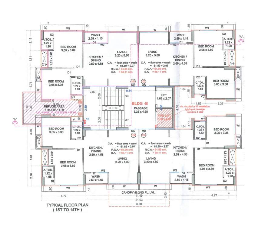 bhagwat elita Block B Cluster Plan from 1st to 14th Floor