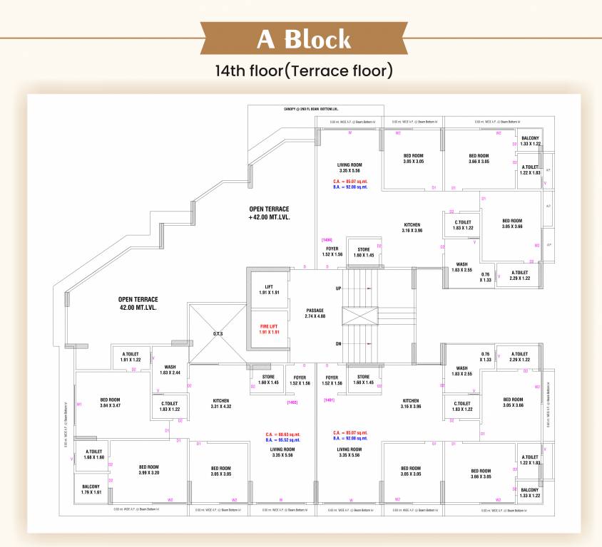  heights Block A Cluster Plan for 14th Floor