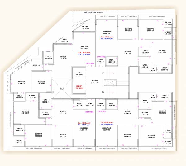  heights Block A Cluster Plan from 1st to 13th Floor