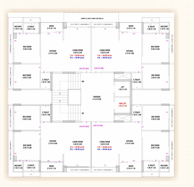  heights Block B Cluster Plan from 1st to 14th Floor