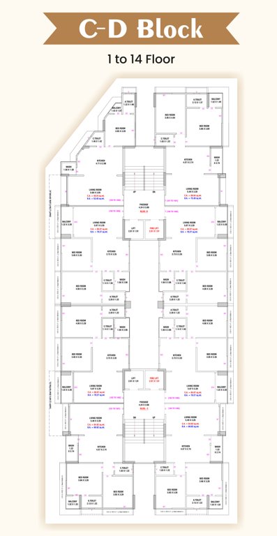  heights Block C And D Cluster Plan from 1st to 14th Floor