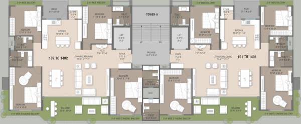 Block A Cluster Plan from 1st to 14th Floor trilogy Block A Cluster Plan from 1st to 14th Floor