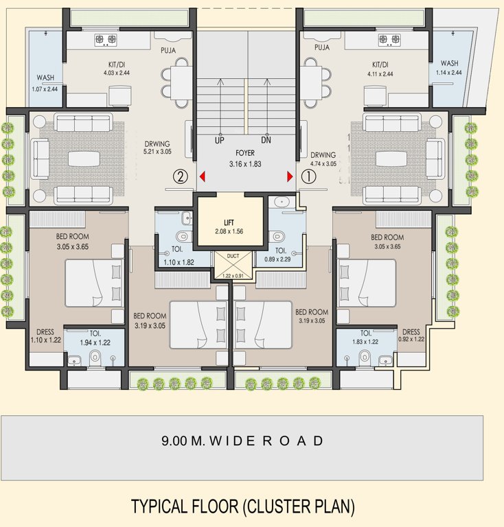  mira mohan elegance A Typical Cluster Plan