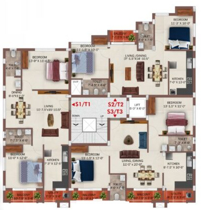  temple-view Temple View Cluster Plan From 2nd To 3rd Floor