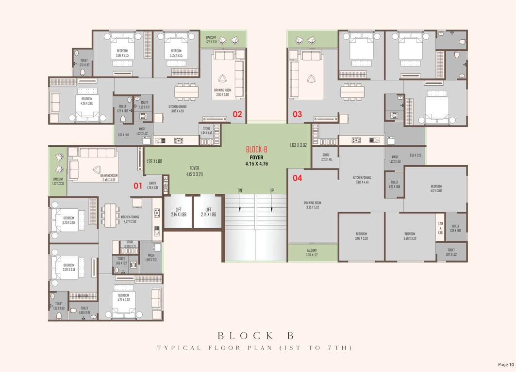  shyam harmony Block B Cluster Plan from 1st to 7th Floor