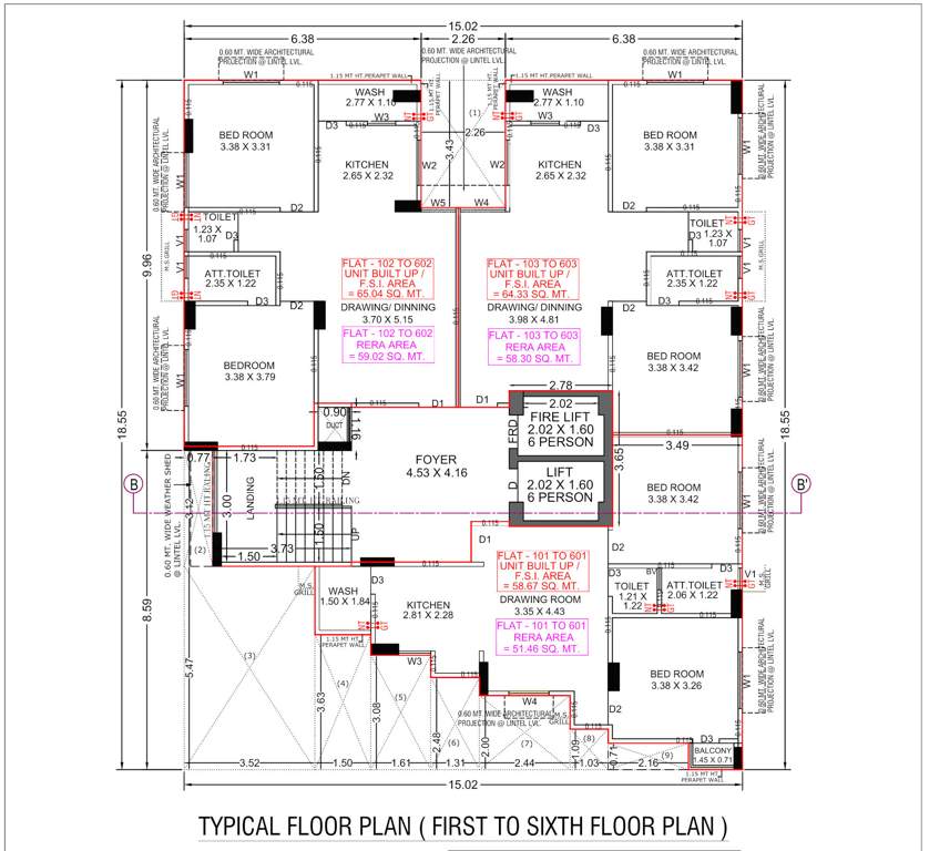  uttam appartment Uttam Appartment Cluster Plan from 1st to 6th Floor