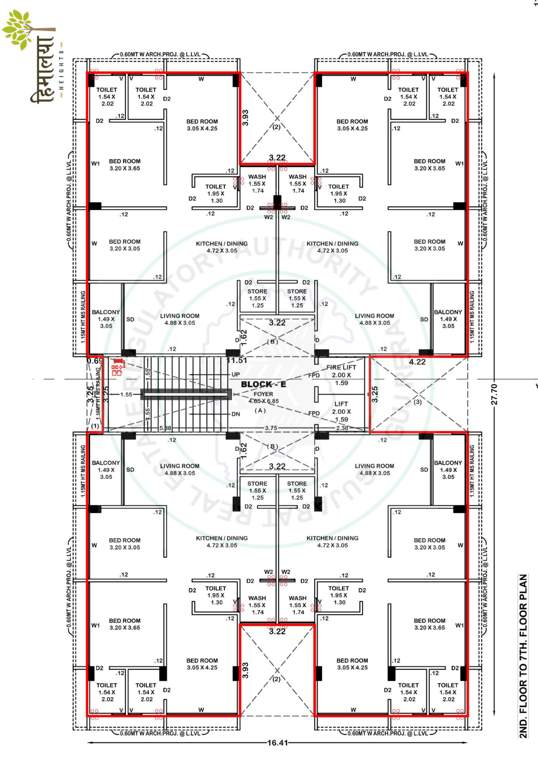  heights Block E Cluster Plan from 2nd to 7th Floor