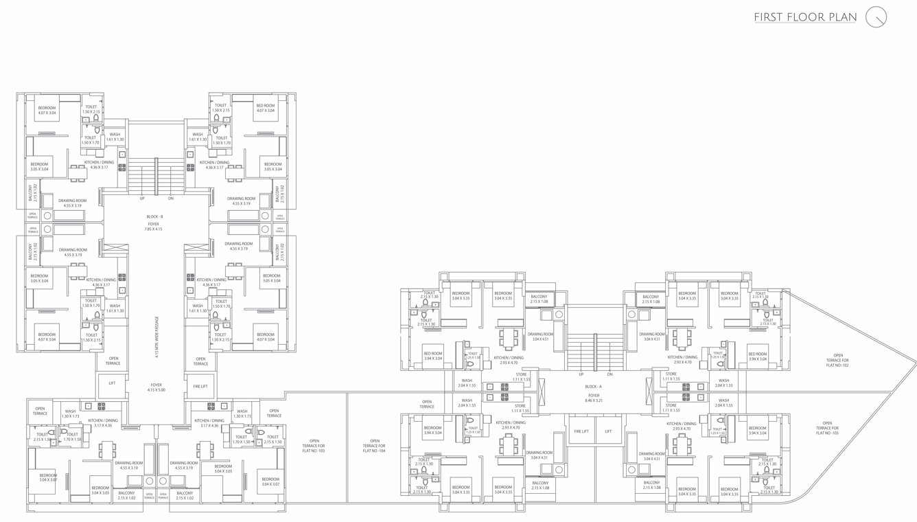  madhav heights A + B Cluster Plan For 1st Floor