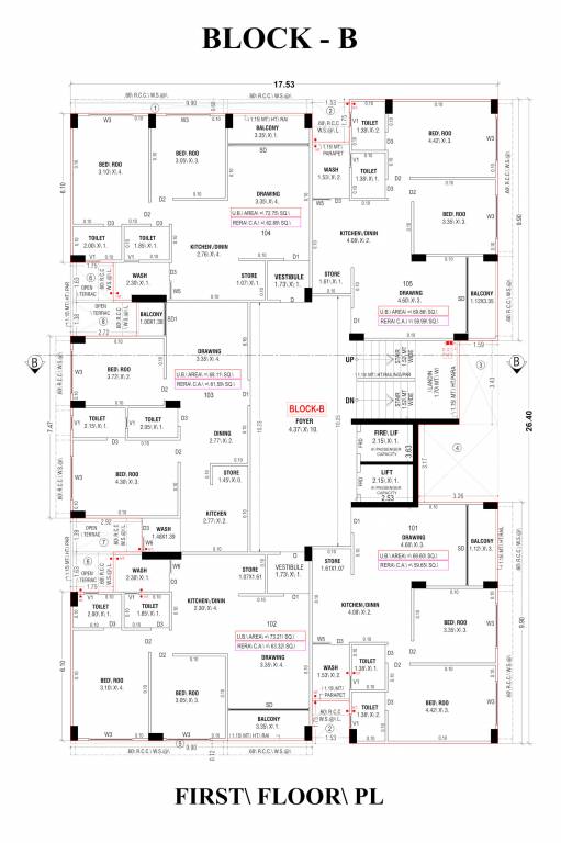 sundaram sparsh Block B Cluster Plan for 1st Floor