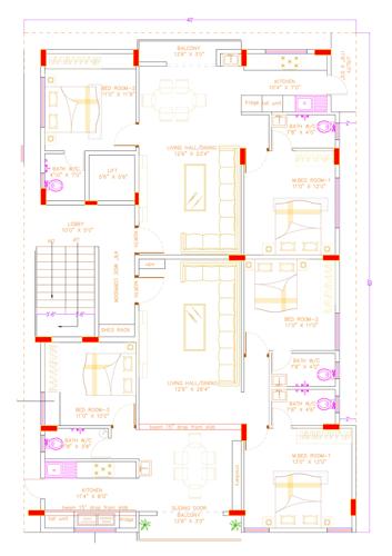  taha-residency Taha Residency Typical Floor Cluster Plan from 1st to 4th Floor
