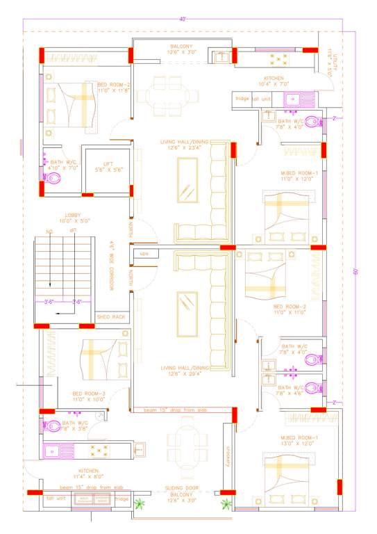  taha residency Taha Residency Typical Floor Cluster Plan from 1st to 4th Floor