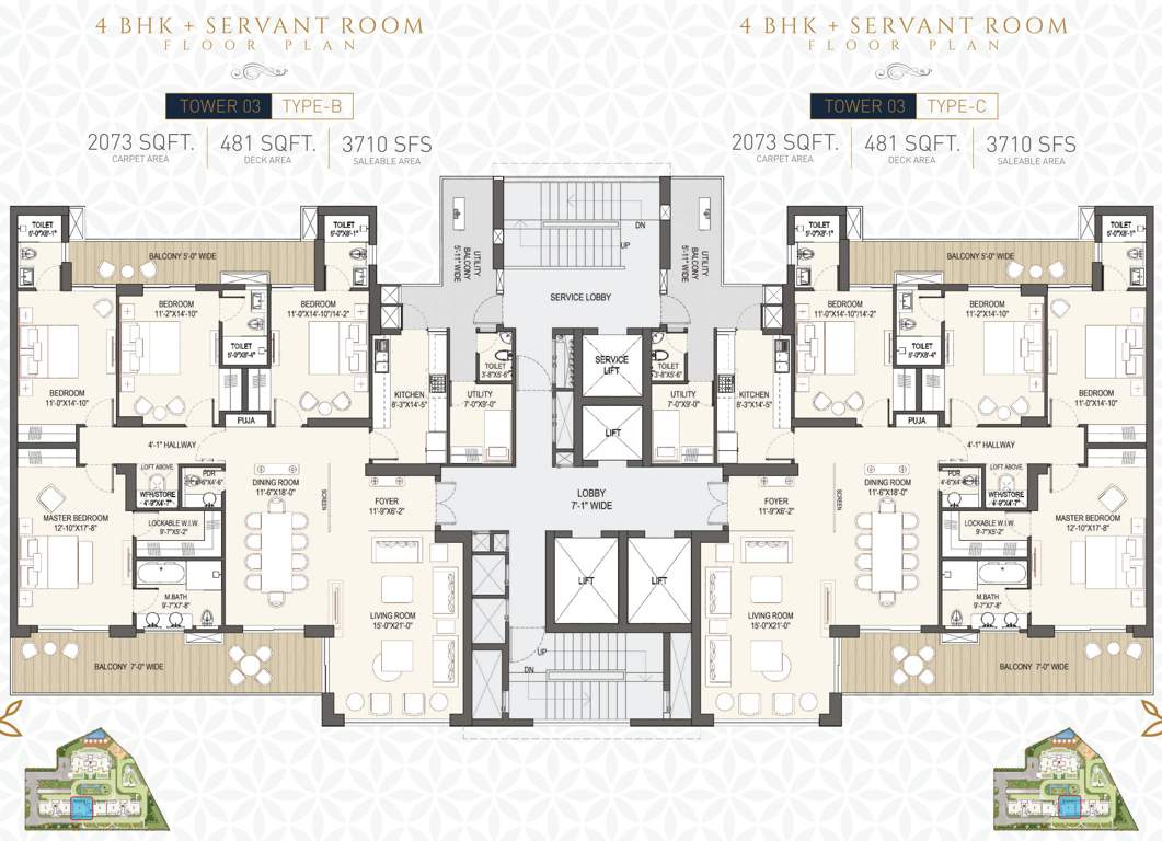  the estate residences Tower 3 Type B & C Typical Cluster Plan