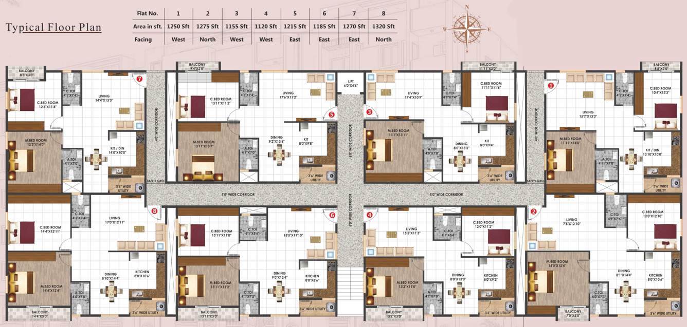 priya avenue apartment Sai Priya Avenue Apartment Typical Cluster Plan