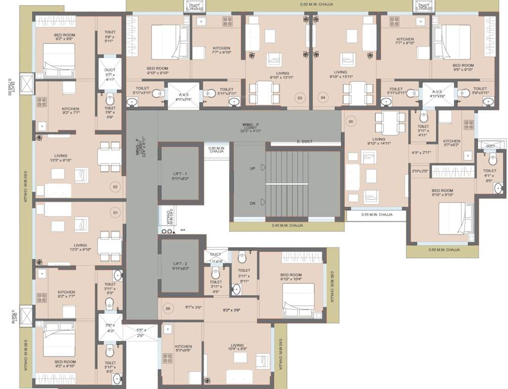  galaxy heights tower iii wing l to p Tower 3 Wing L Cluster Plan