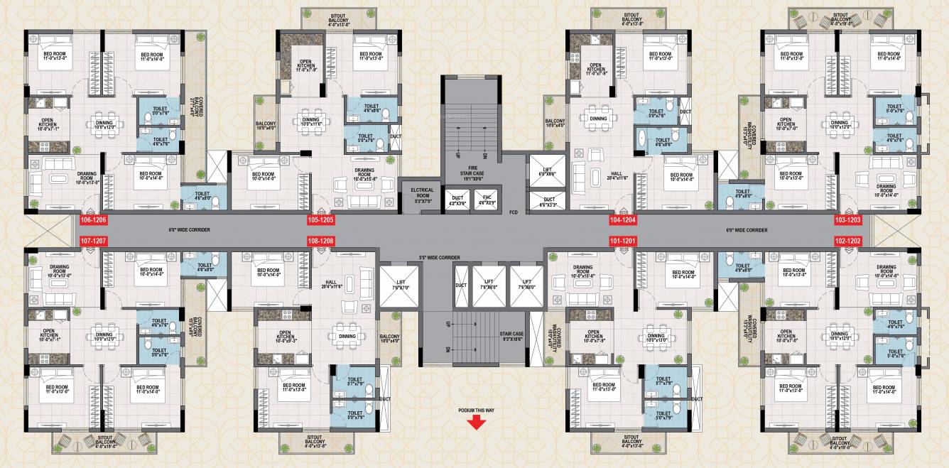  src signature Tower A Cluster Plan For Typical Floor Plan